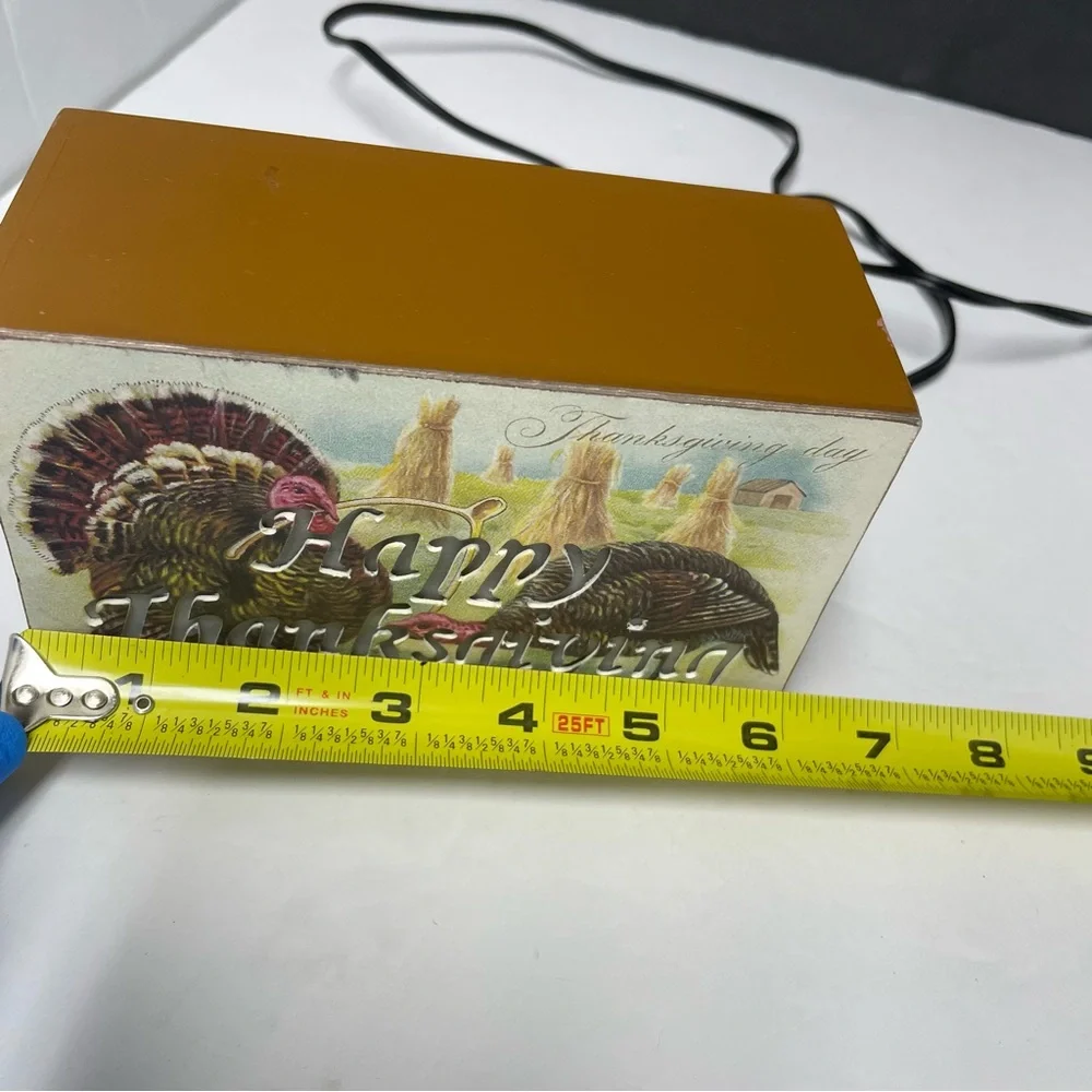Happy Thanksgiving Light-Up wooden‎ box with cord and switch Holidays decoration
